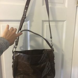 Coach Brown Patent Leather Crossbody Shoulder Bag